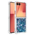 Samsung Galaxy Z Flip7 Glitter Quicksand TPU kotelo - Siniset sydämet