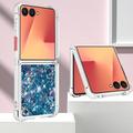 Samsung Galaxy Z Flip7 Glitter Quicksand TPU kotelo - Siniset sydämet