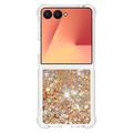 Samsung Galaxy Z Flip7 Glitter Quicksand TPU kotelo - kultaiset sydämet