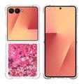 Samsung Galaxy Z Flip7 Glitter Quicksand TPU Kotelo - vaaleanpunaiset sydämet