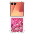Samsung Galaxy Z Flip7 Glitter Quicksand TPU Kotelo - vaaleanpunaiset sydämet
