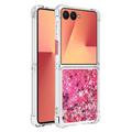 Samsung Galaxy Z Flip7 Glitter Quicksand TPU Kotelo - vaaleanpunaiset sydämet