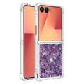 Samsung Galaxy Z Flip7 Glitter Quicksand TPU kotelo - violetti sydämet