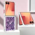 Samsung Galaxy Z Flip7 Glitter Quicksand TPU kotelo - violetti sydämet