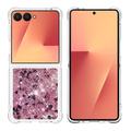 Samsung Galaxy Z Flip7 Glitter Quicksand TPU kotelo - Ruusukultaiset sydämet