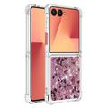 Samsung Galaxy Z Flip7 Glitter Quicksand TPU kotelo - Ruusukultaiset sydämet