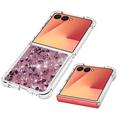 Samsung Galaxy Z Flip7 Glitter Quicksand TPU kotelo - Ruusukultaiset sydämet