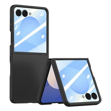 Samsung Galaxy Z Flip7 Muovikotelo, jossa on karkaistua lasia oleva näytönsuoja - musta