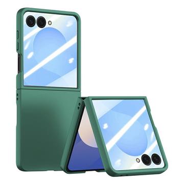 Samsung Galaxy Z Flip7 muovikotelo, jossa on karkaistu lasi näytönsuoja - tummanvihreä