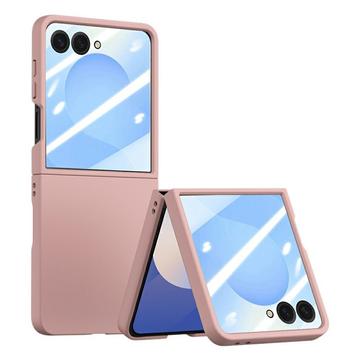 Samsung Galaxy Z Flip7 Muovikotelo, jossa on karkaistua lasia oleva näytönsuoja - vaaleanpunainen