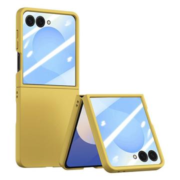 Samsung Galaxy Z Flip7 Muovikotelo, jossa on karkaistua lasia oleva näytönsuoja - keltainen