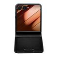 Samsung Galaxy Z Flip7 Qialino Classic Lompakkomallinen Nahkakotelo - Musta