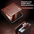 Samsung Galaxy Z Flip7 Qialino Classic Lompakkomallinen Nahkakotelo - Musta