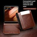 Samsung Galaxy Z Flip7 Qialino Classic Lompakkomallinen Nahkakotelo - Musta