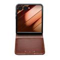 Samsung Galaxy Z Flip7 Qialino Classic Lompakkomallinen Nahkakotelo - Tummanruskea