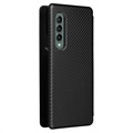 Samsung Galaxy Z Fold3 5G Flip Lompakkokotelo - Hiilikuitu - Musta