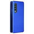 Samsung Galaxy Z Fold3 5G Flip Lompakkokotelo - Hiilikuitu - Sininen