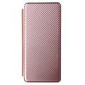 Samsung Galaxy Z Fold3 5G Flip Läppäkotelo - Hiilikuitu - Ruusukulta