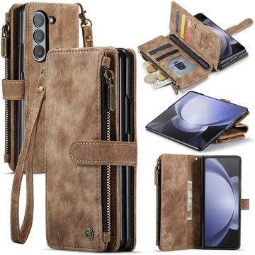 Samsung Galaxy Z Fold6 Caseme C30 Monitoiminen Lompakkokotelo - Ruskea