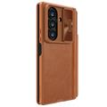 Samsung Galaxy Z Fold7 Nillkin Qin Pro Lompakkokotelo - Ruskea