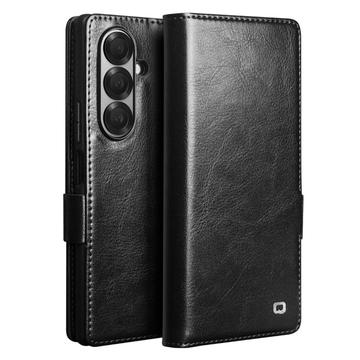 Samsung Galaxy Z Fold7 Qialino Classic Lompakkomallinen Nahkakotelo - Musta