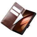 Samsung Galaxy Z Fold7 Qialino Classic Lompakkomallinen Nahkakotelo - Tummanruskea