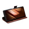 Samsung Galaxy Z Fold7 Qialino Classic Lompakkomallinen Nahkakotelo - Tummanruskea
