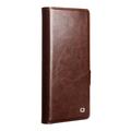 Samsung Galaxy Z Fold7 Qialino Classic Lompakkomallinen Nahkakotelo - Tummanruskea