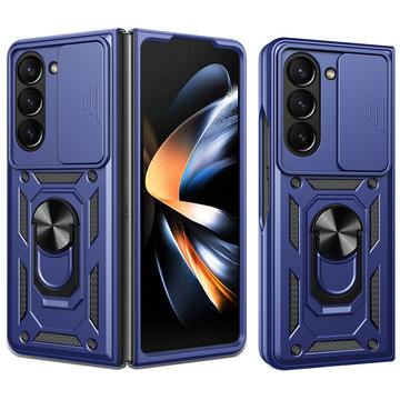 Samsung Galaxy Z Fold7 Pyörivä Rengashybridikotelo Kamerasuojalla - Sininen