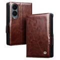 Samsung Galaxy Z Fold8 Qialino Classic Lompakkomallinen Nahkakotelo - Tummanruskea
