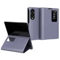 Samsung Galaxy Z Fold8 Smart Clear View Käännä kotelo korttipaikka - harmaa violetti