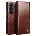Samsung Galaxy Z Fold8 Ultra Qialino Classic Lompakkomallinen Nahkakotelo - Tummanruskea