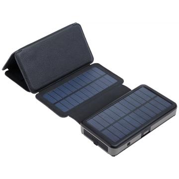 Sandberg Active 20W vedenkestävä aurinkoenergiapankki taskulampulla - 20000mAh, 2x USB-A, USB-C - musta