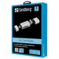 Sandberg SD / MicroSD-Kortinlukija - USB-A / USB-C / MicroUSB - Hopea