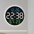 Hiljainen LED-seinä kello digitaalisella näytöllä ja ympäristön valolla - musta