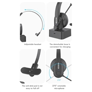 Yksikorvaiset Bluetooth Kuulokkeet Mikrofonilla ja Latausalustalla OY631 - Musta