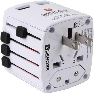 Skross World USB-matkasovitin - 2x USB-A, 12W - Valkoinen