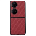 Huawei P50 Pocket Slim Suojakuori - Hiilikuitu - Punainen