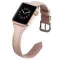 Apple Watch Series 7/SE/6/5/4/3/2/1 Ohut Nahkahihna - 45mm/44mm/42mm - Vaaleanpunainen