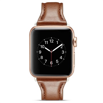 Apple Watch Series 9/8/SE (2022)/7/SE/6/5/4/3/2/1 Ohut Nahkaranneke - 41mm/40mm/38mm - Kahvi