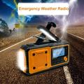 Solar Hand Crank Emergency Radio w / Power Bank ja taskulamppu - oranssi