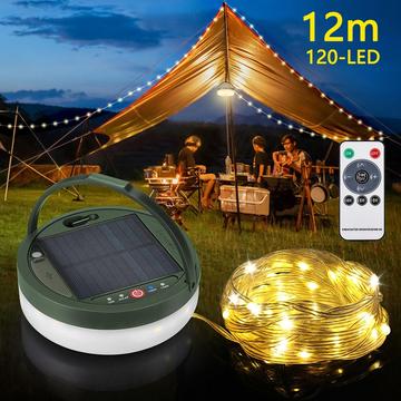 Aurinkoenergialla toimivat LED-valonjohdot - 12m - Lämmin Valkoinen