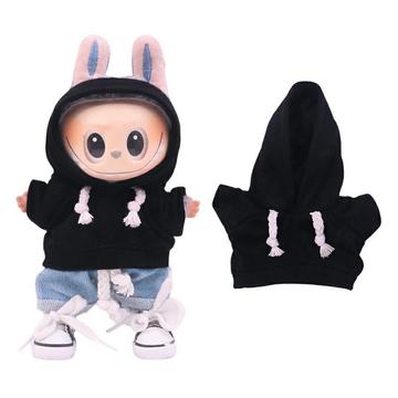 Yksivärinen huppari Labubu Mini hahmolle 17cm - Musta