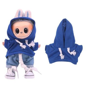 Yksivärinen huppari Labubu Mini hahmolle 17cm - Tummansininen