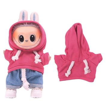 Yksivärinen huppari Labubu Mini hahmolle 17cm - Hot Pinkki