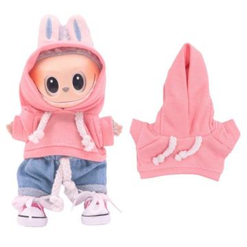Yksivärinen huppari Labubu Mini hahmolle 17cm - Vaaleanpunainen