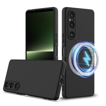 Sony Xperia 1 V Nestemäinen Silikoni Suojakuori - MagSafe-yhteensopiva - Musta