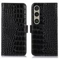 Sony Xperia 1 VI Crocodile Lompakkomallinen Nahkakotelo kanssa RFID