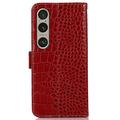 Sony Xperia 1 VI Crocodile Lompakkomallinen Nahkakotelo kanssa RFID - Punainen