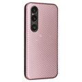 Sony Xperia 1 VI Lompakkokotelo - Hiilikuitu - Ruusukulta